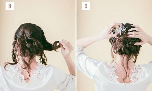 DIY新娘編髮教程 寬松的高髻編織